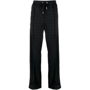 Versace Zwarte Signature Allover Patroon Broek , Black , Heren , Maat: S