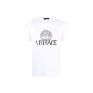 Versace Wit Medusa Head Logo T-shirt , White , Heren , Maat: L