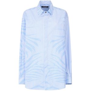 Roberto Cavalli, Heren, Overhemden, Blauw, Maat: M Katoen,