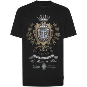 Philipp Plein, Heren, Tops, Zwart, Maat: L Katoen,