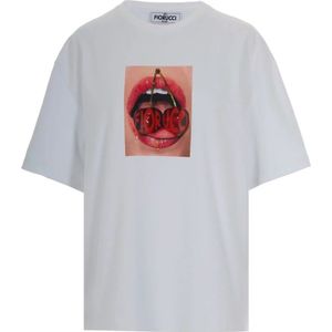 Fiorucci, Dames, Tops, Wit, Maat: 2XS Katoen,