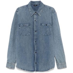 7 For All Mankind, Heren, Overhemden, Blauw, Maat: L Denim,