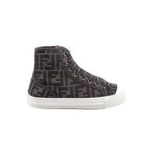 Fendi Zwarte Veterschoenen All-over Logo , Multicolor , Dames , Maat: 37 EU