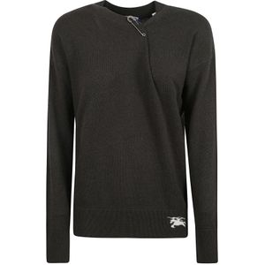 Burberry, Dames, Truien, Zwart, Maat: M Kasjmier,