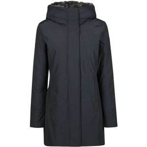 Woolrich Faux Fur Parka voor koud weer , Blue , Dames , Maat: S