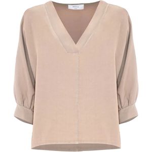 Kocca, Dames, Blouses & Shirts, Beige, Maat: S Linnen,