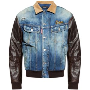 Dsquared2, Heren, Jassen, Blauw, Maat: L Leer,