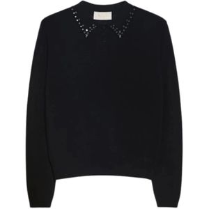 Iblues, Dames, Tops, Zwart, Maat: M Wol,