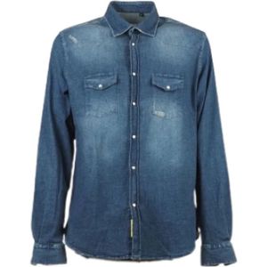 Distretto12, Heren, Overhemden, Blauw, Maat: M Denim,