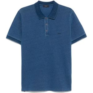 Fay - Hemelsblauw - T-shirt - 100% Katoen - Polo Kraag - Korte Mouwen