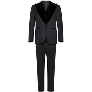 Franzese Collection, Heren, Pakken, Zwart, Maat: L Wol,
