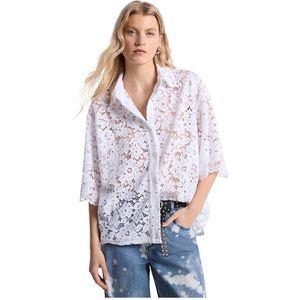 Michael Kors - Lace Shirt - Tuniek - Wit - Polyester, Kanten Afwerking