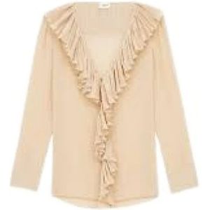 Saint Laurent, Dames, Blouses & Shirts, Beige, Maat: M Zijde,