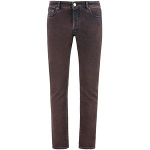 Moorer, Heren, Jeans, Bruin, Maat: W33 Katoen,