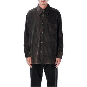 Ami Paris, Heren, Overhemden, Grijs, Maat: L Corduroy,