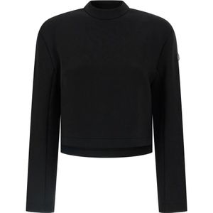 Moncler - Zwarte Sweatshirt - Dames - Katoen - Met Logopatch