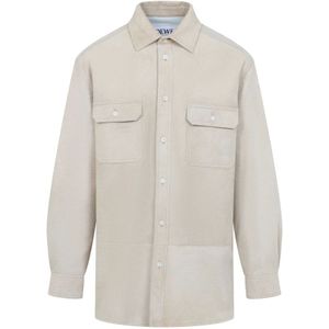 Loewe, Heren, Overhemden, Wit, Maat: L Leer,