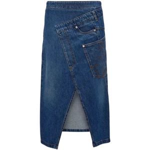 JW Anderson - Gedraaide Midi Rok - Lichtblauw - Denim