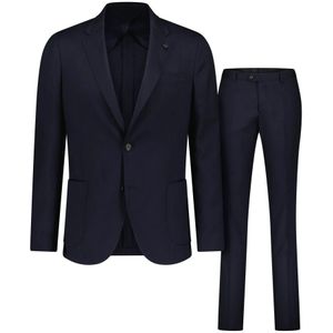 Lardini, Heren, Pakken, Blauw, Maat: L Wol,