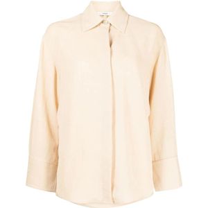 Vince, Dames, Blouses & Shirts, Beige, Maat: L Linnen,
