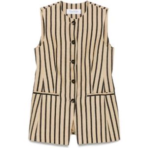 Max Mara, Dames, Jassen, Beige, Maat: M Linnen,