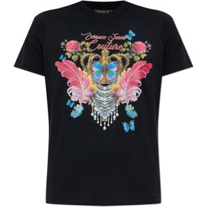 Versace Jeans Couture, Dames, Tops, Zwart, Maat: XS Katoen,