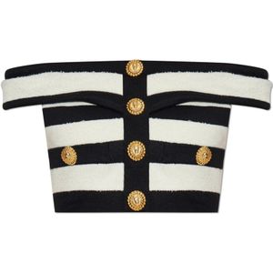 Balmain Gestreept patroon top , Black , Dames , Maat: M