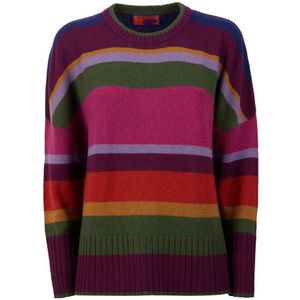 Gallo - Veelkleurig - Trui - Dames - Gebreide Stof - Macro Veelkleurig Streep Patroon