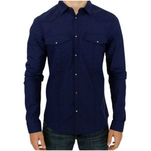 Costume National, Heren, Overhemden, Blauw, Maat: M Katoen,