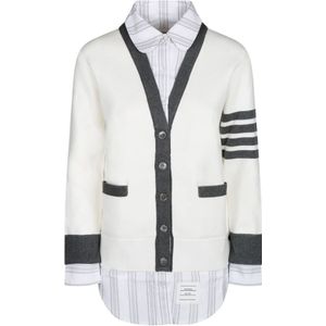 Thom Browne, Dames, Truien, Wit, Maat: 3XS Katoen,