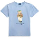 Polo Ralph Lauren - Blauwe Gebreide T-shirt - Dames - Katoen - Polo Bear