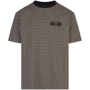 Balmain PB Labyrinth jacquard T-shirt , Multicolor , Heren , Maat: L
