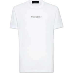 Dsquared2 Witte katoenen T-shirts en polo's , White , Heren , Maat: M