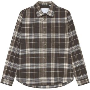 Les Deux, Heren, Overhemden, Bruin, Maat: M Katoen,