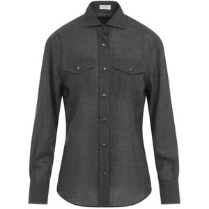 Brunello Cucinelli, Dames, Blouses & Shirts, Grijs, Maat: S Wol,