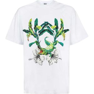 Msgm, Heren, Tops, Wit, Maat: L Katoen,