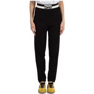 Elisabetta Franchi, Dames, Broeken, Zwart, Maat: M Viscose,
