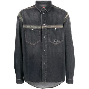 Diesel, Heren, Overhemden, Zwart, Maat: M Denim,