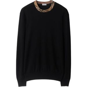 Burberry - Ronde Hals Trui - Zwart - Wol - Heren