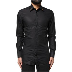 Dolce & Gabbana, Heren, Overhemden, Zwart, Maat: S Katoen,