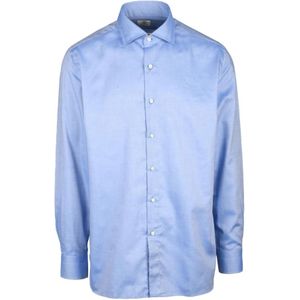 Luigi Borrelli Napoli, Heren, Overhemden, Blauw, Maat: L Katoen,