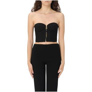 Moschino, Dames, Tops, Zwart, Maat: XS