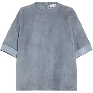 Max Mara, Dames, Tops, Blauw, Maat: M Leer,