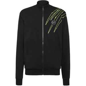 Plein Sport, Heren, Sweatshirts & Hoodies, Zwart, Maat: 2XL Katoen,