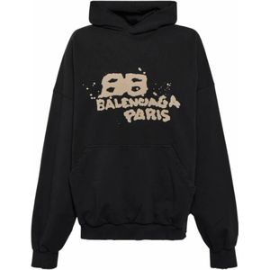 Balenciaga, Heren, Sweatshirts & Hoodies, Zwart, Maat: XS