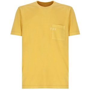 Fay, Heren, Tops, Geel, Maat: M Katoen,