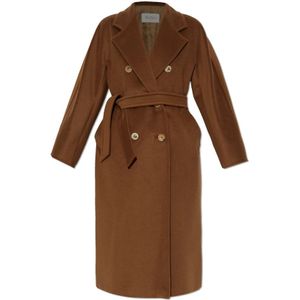 Max Mara, Dames, Mantels, Bruin, Maat: L Wol,