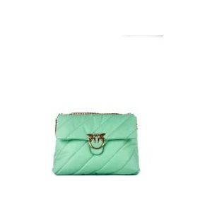 Pinko Groene Logo Voorclip Tas , Green , Dames , Maat: ONE Size