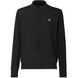 Fendi, Heren, Tops, Zwart, Maat: M Wol,
