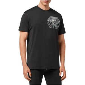 Philipp Plein, Heren, Tops, Zwart, Maat: M Katoen,